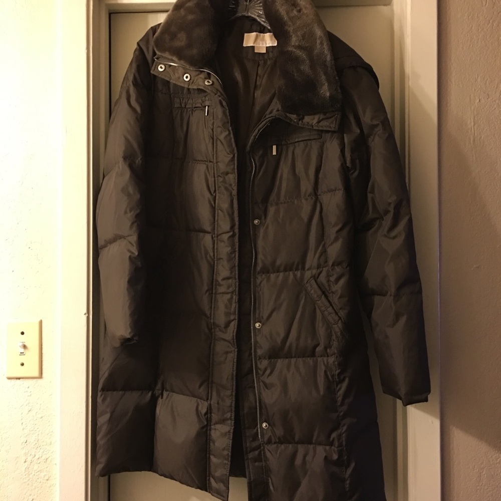 Michael Kors quilted dress length coat